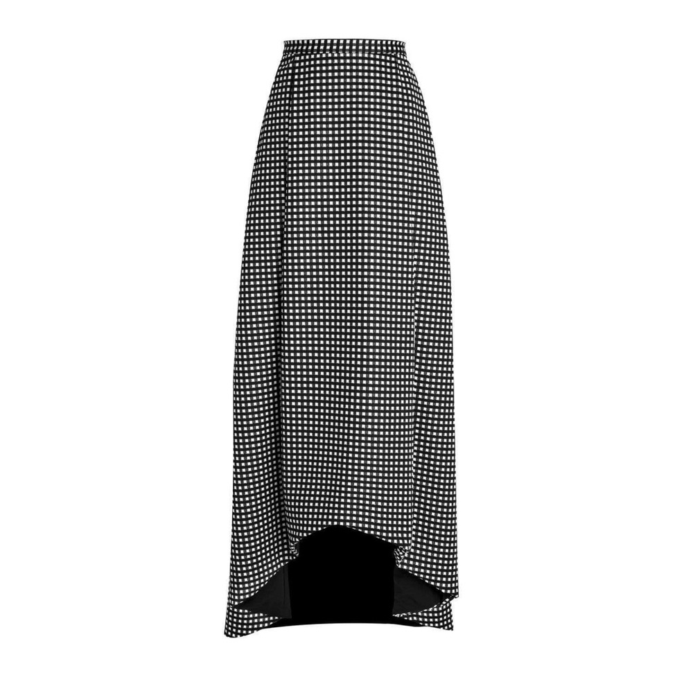 High low-fit and flare midi skirt with side pockets.